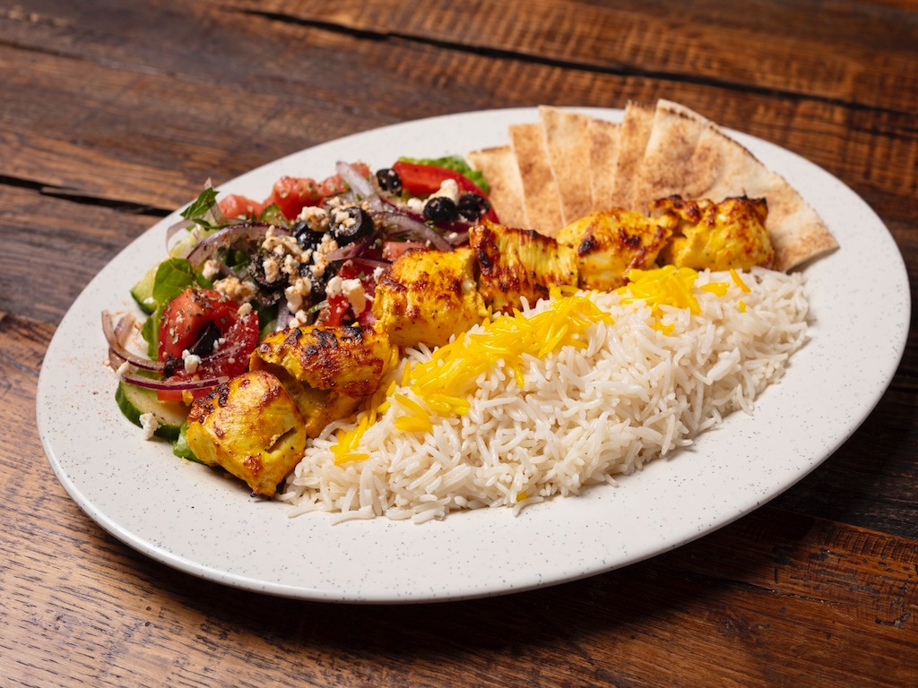 #2) Chicken Breast Kebab Plate.