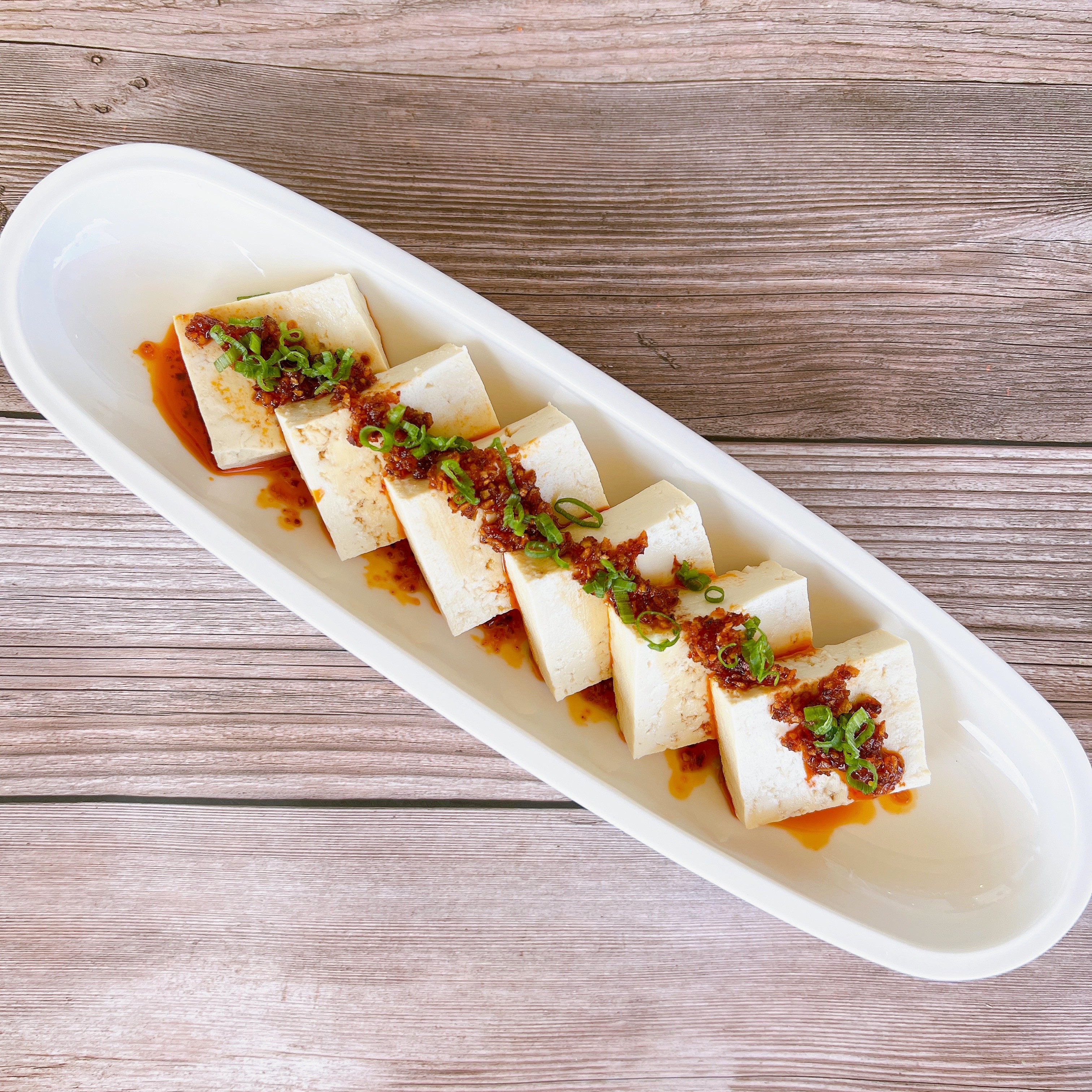 Organic Tofu with Spicy Garlic Sauce.