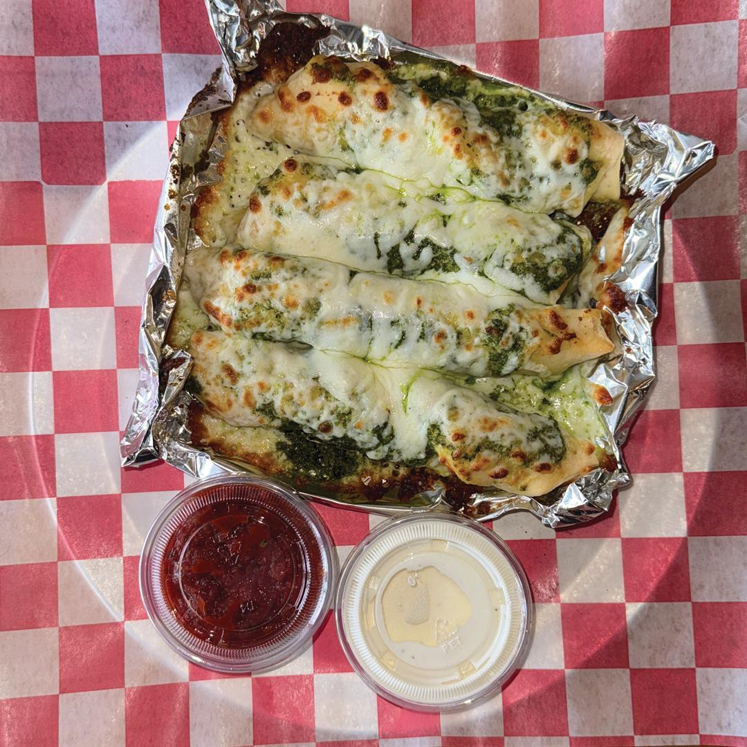 Cheesy Pesto Breadsticks.