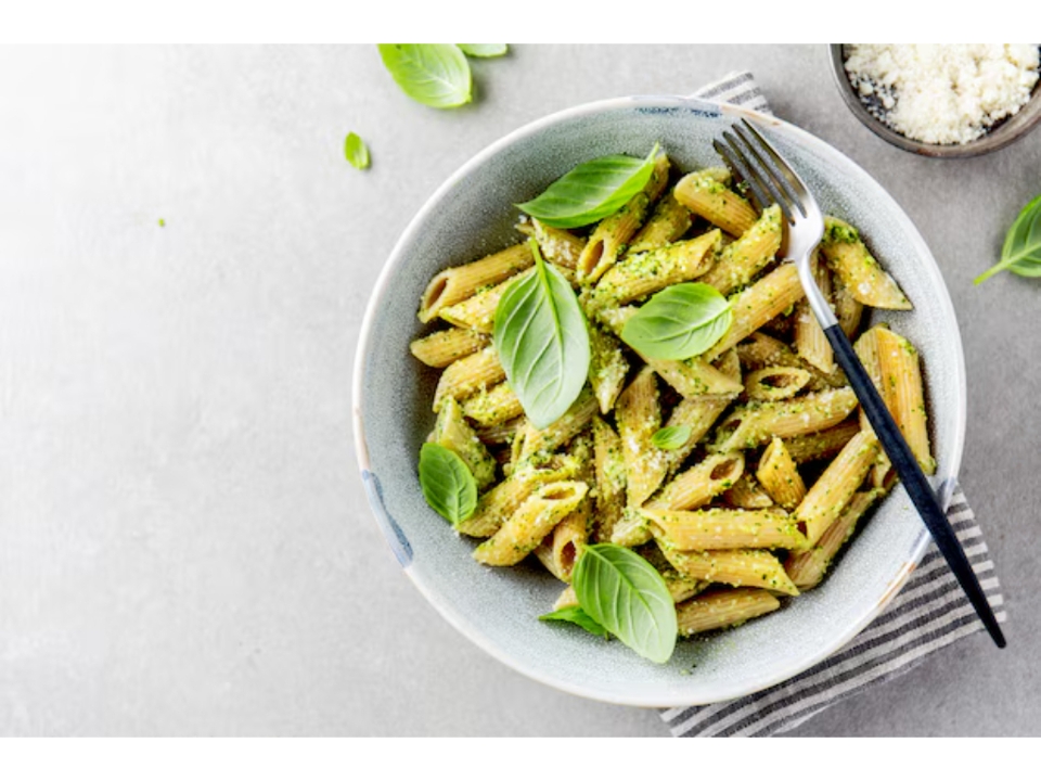 Pasta w/ Pesto Sauce.