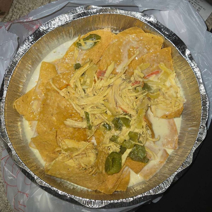 Shredded Chicken Nachos.