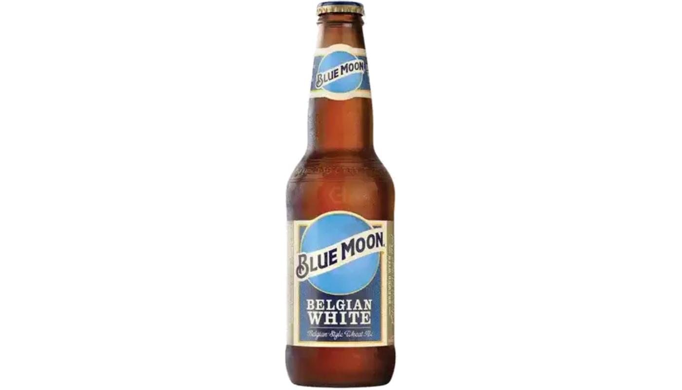 Blue moon white beer (Belgian).