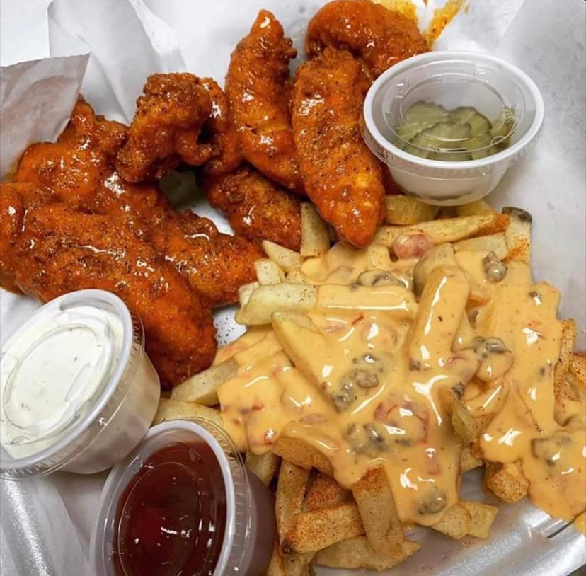 6 Wings and Cheese Fries.