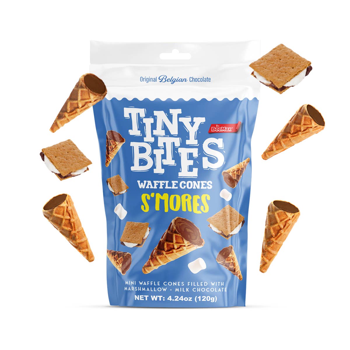 Tiny Bites Mini Waffle Cones w S'mores Flv 4.24oz.