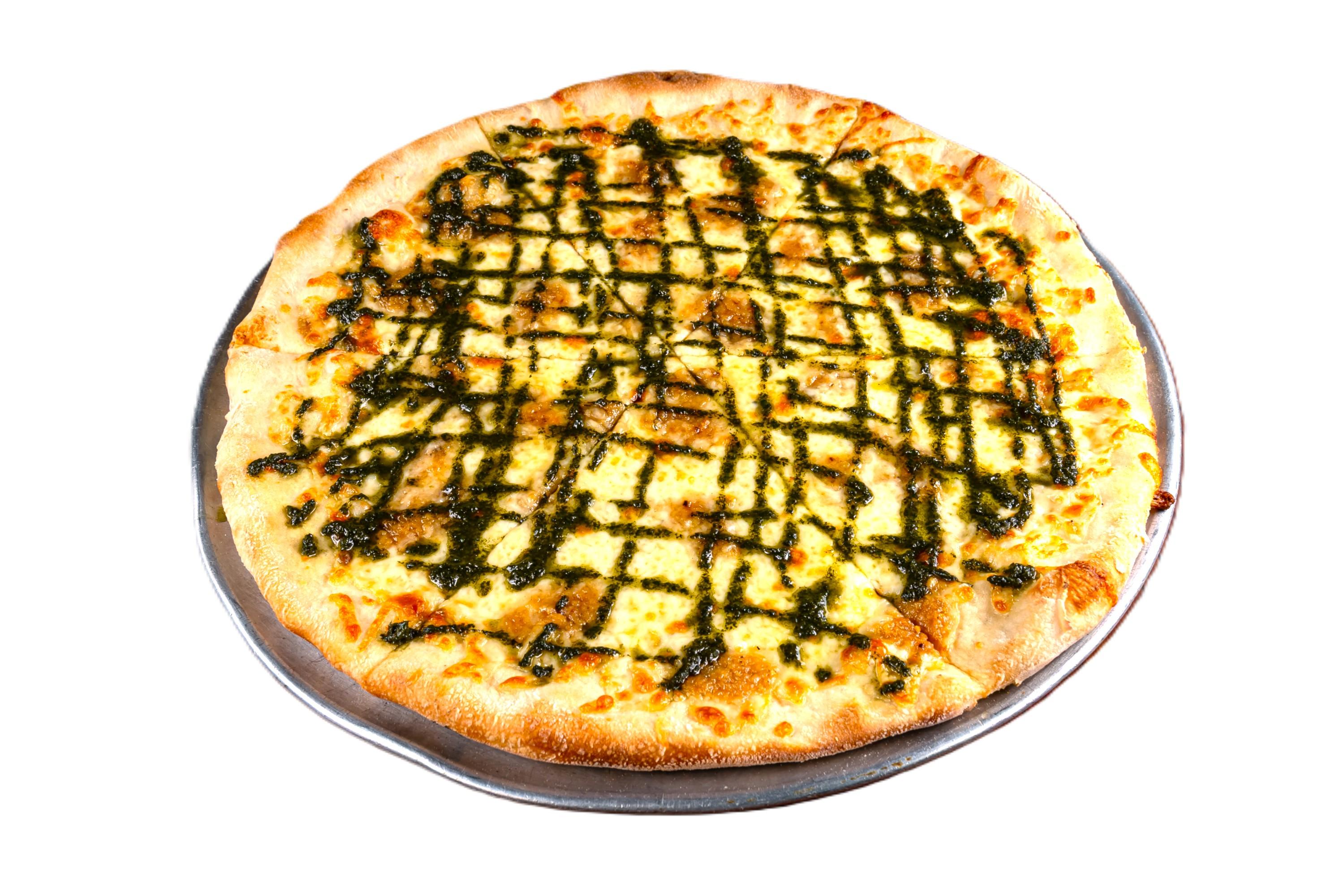 14" Roasted Garlic White Pizza.