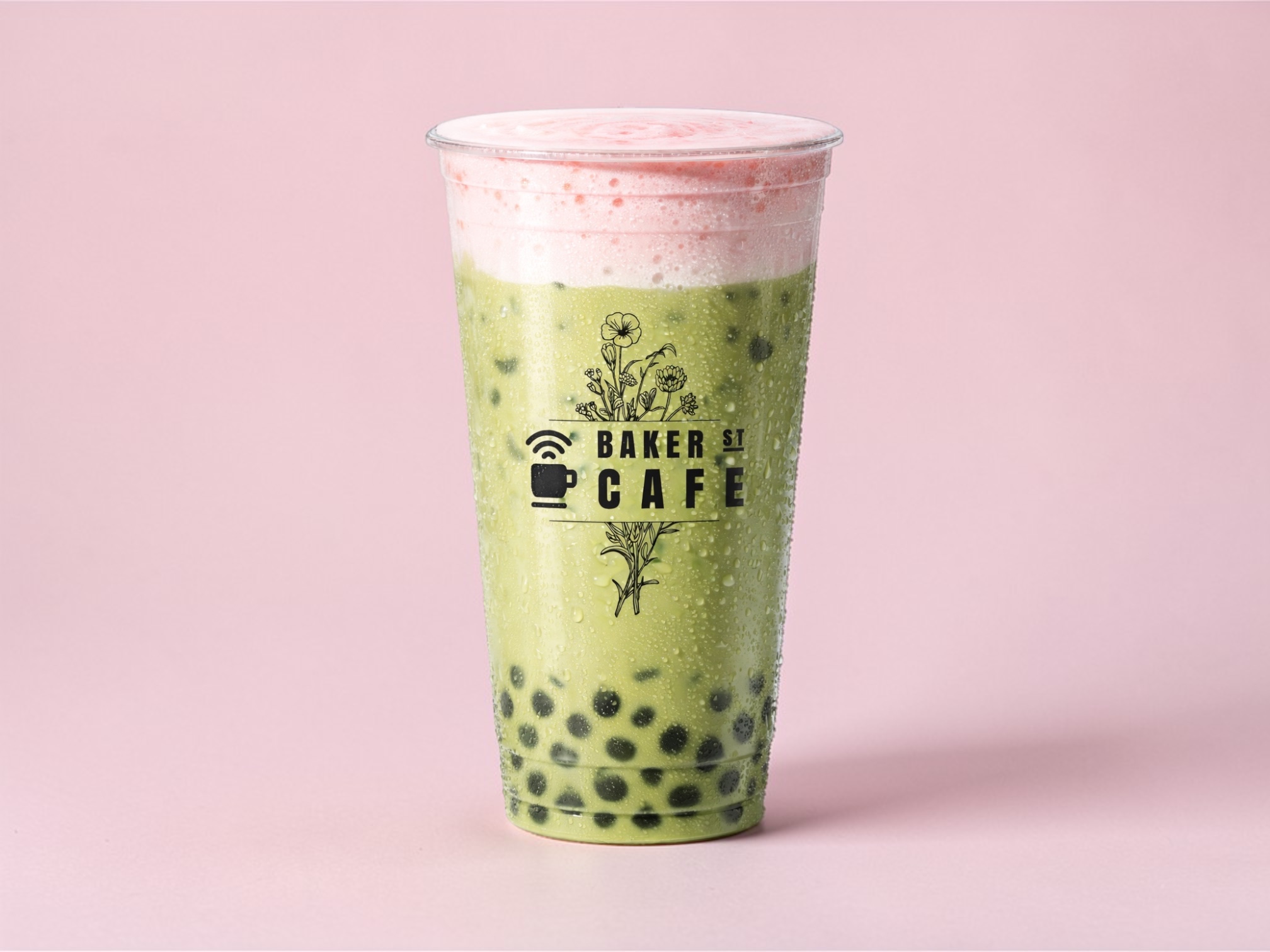 Strawberry Cloud Matcha Latte Boba.