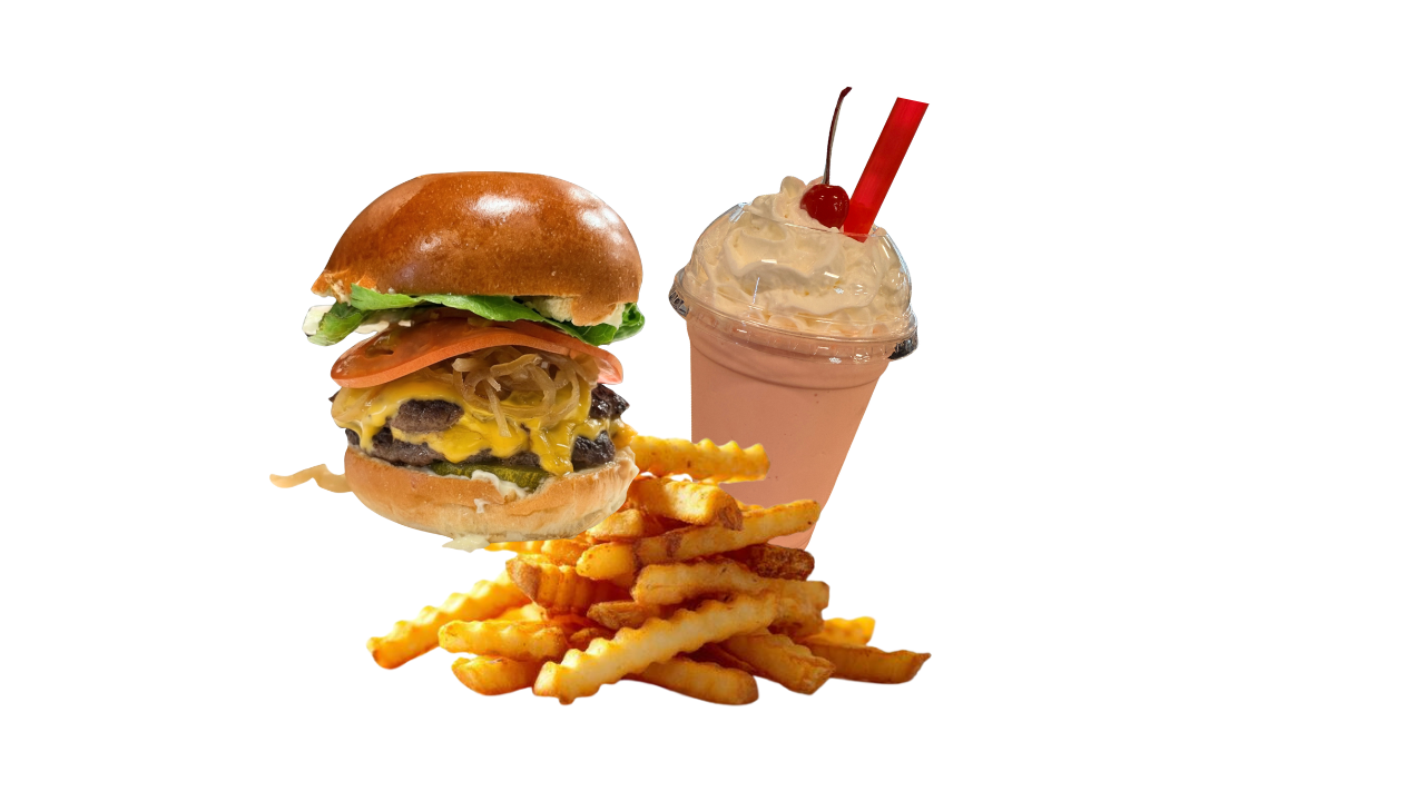 Burger Combo w/ Fries & Milkshake.