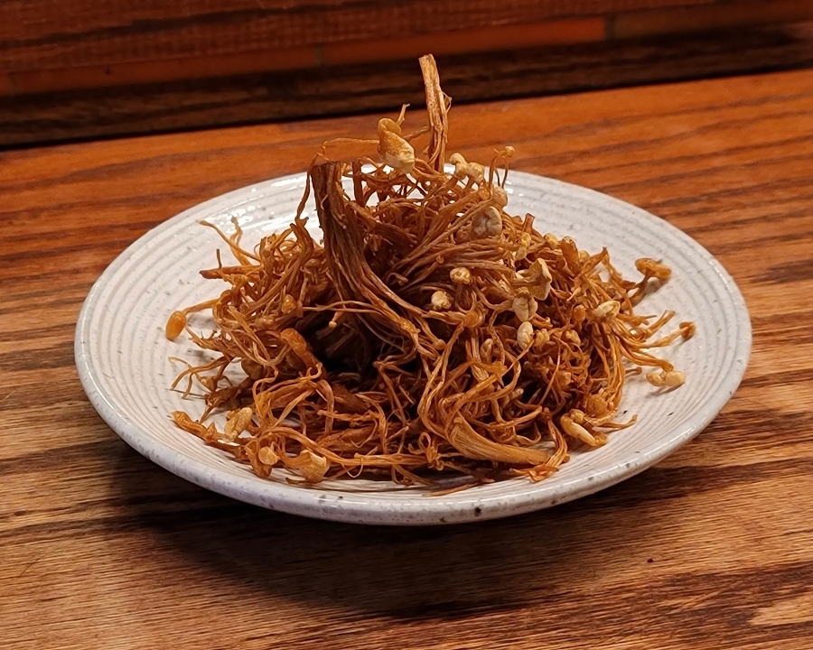 Side Fried Enoki Mushrooms.