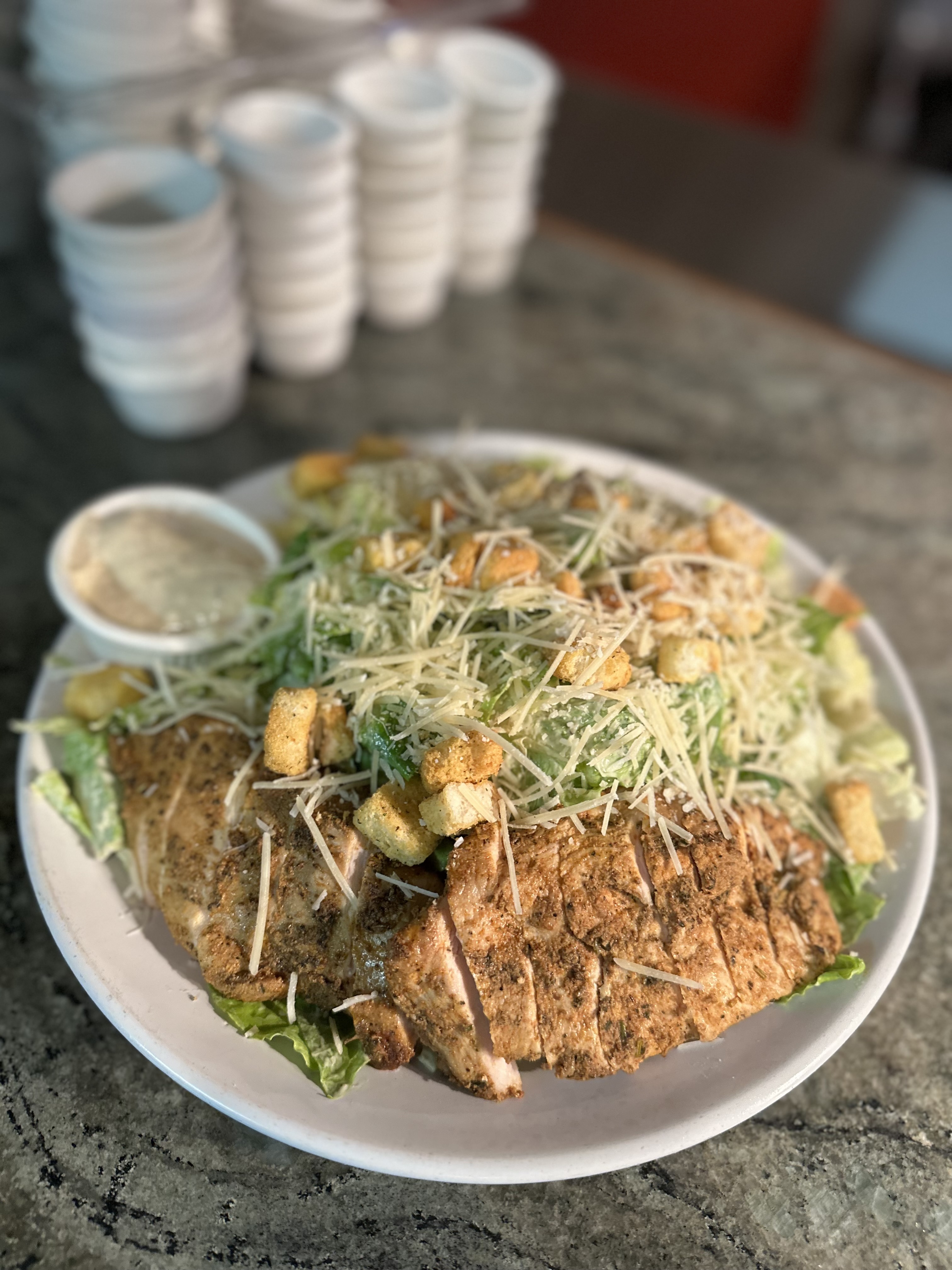 Dinner Caesar With Chicken.