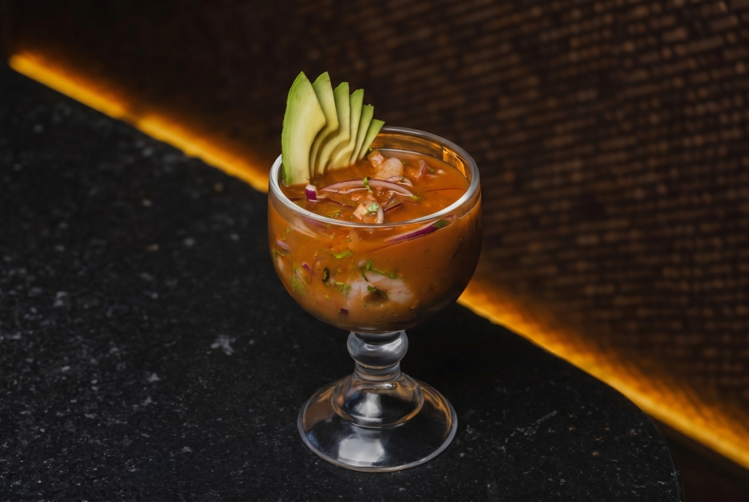 BLU Sonoran Shrimp Cocktail.