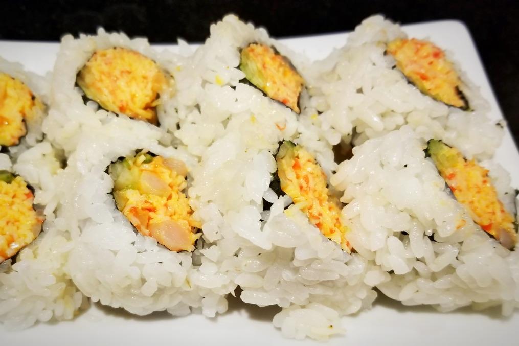 Spicy Shrimp & Crab Cut Roll.