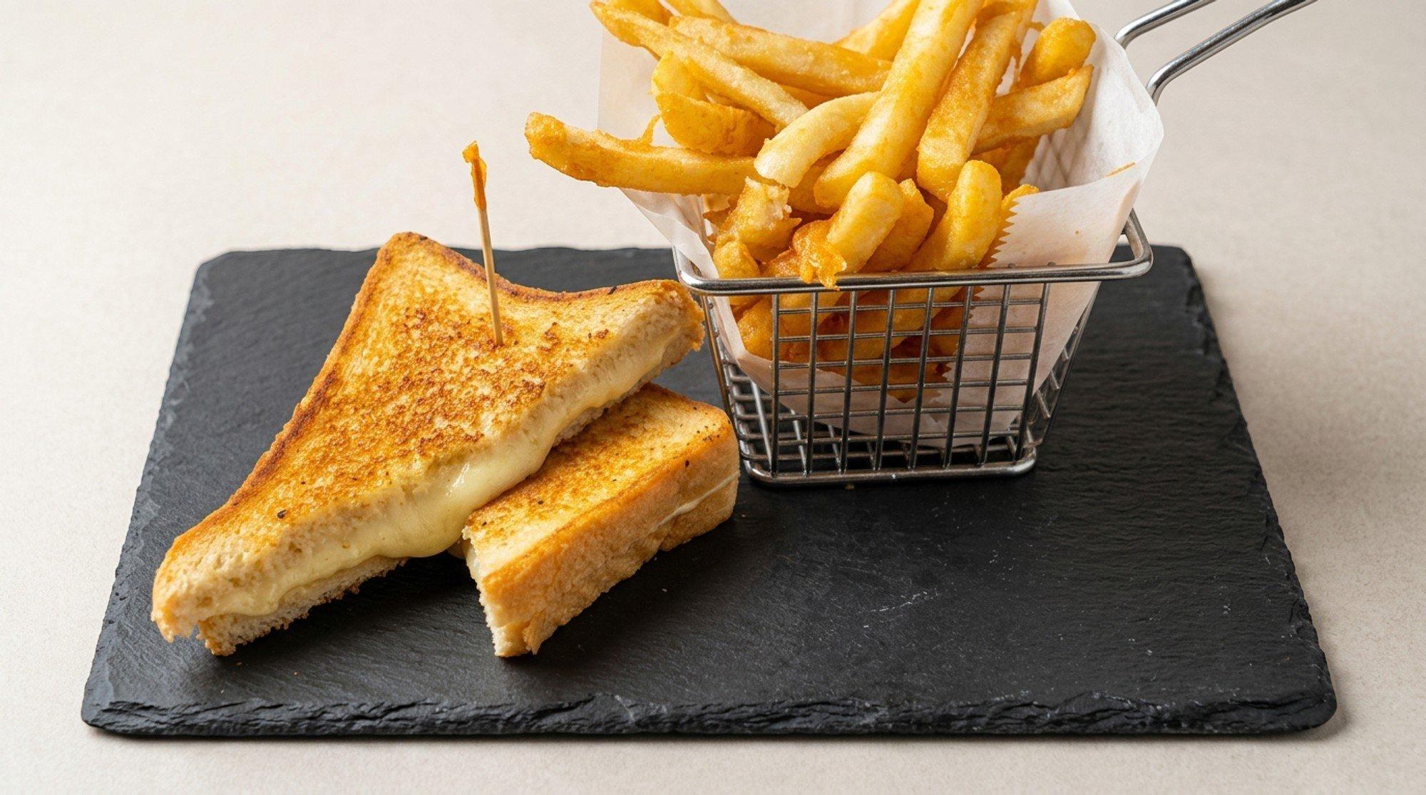 Grilled Cheese with Fries Children Kids.