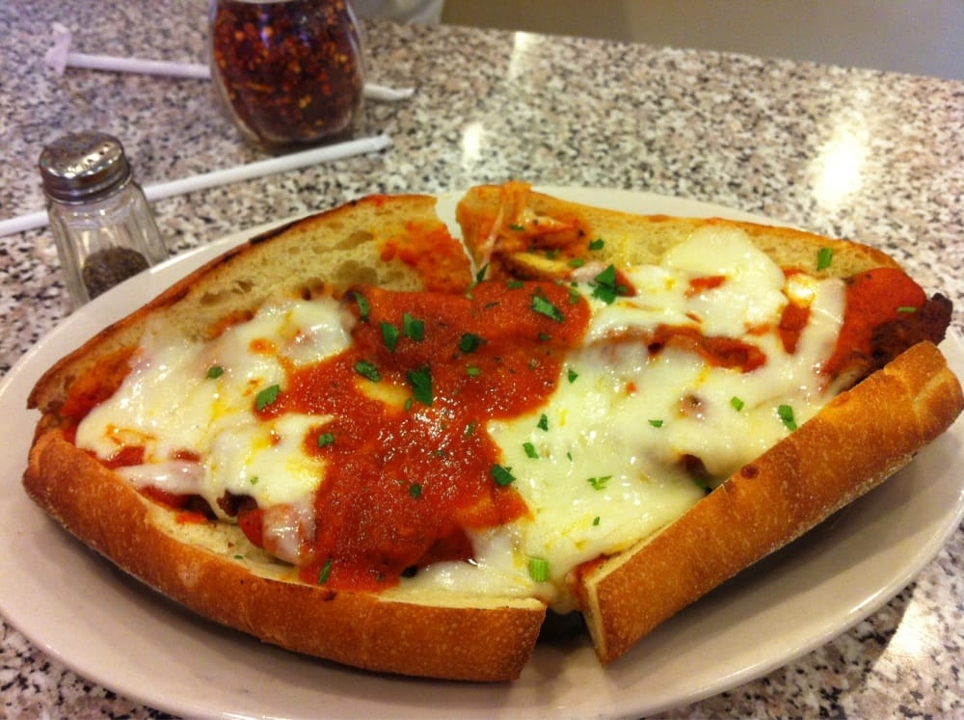 Chicken parmigiana hero.