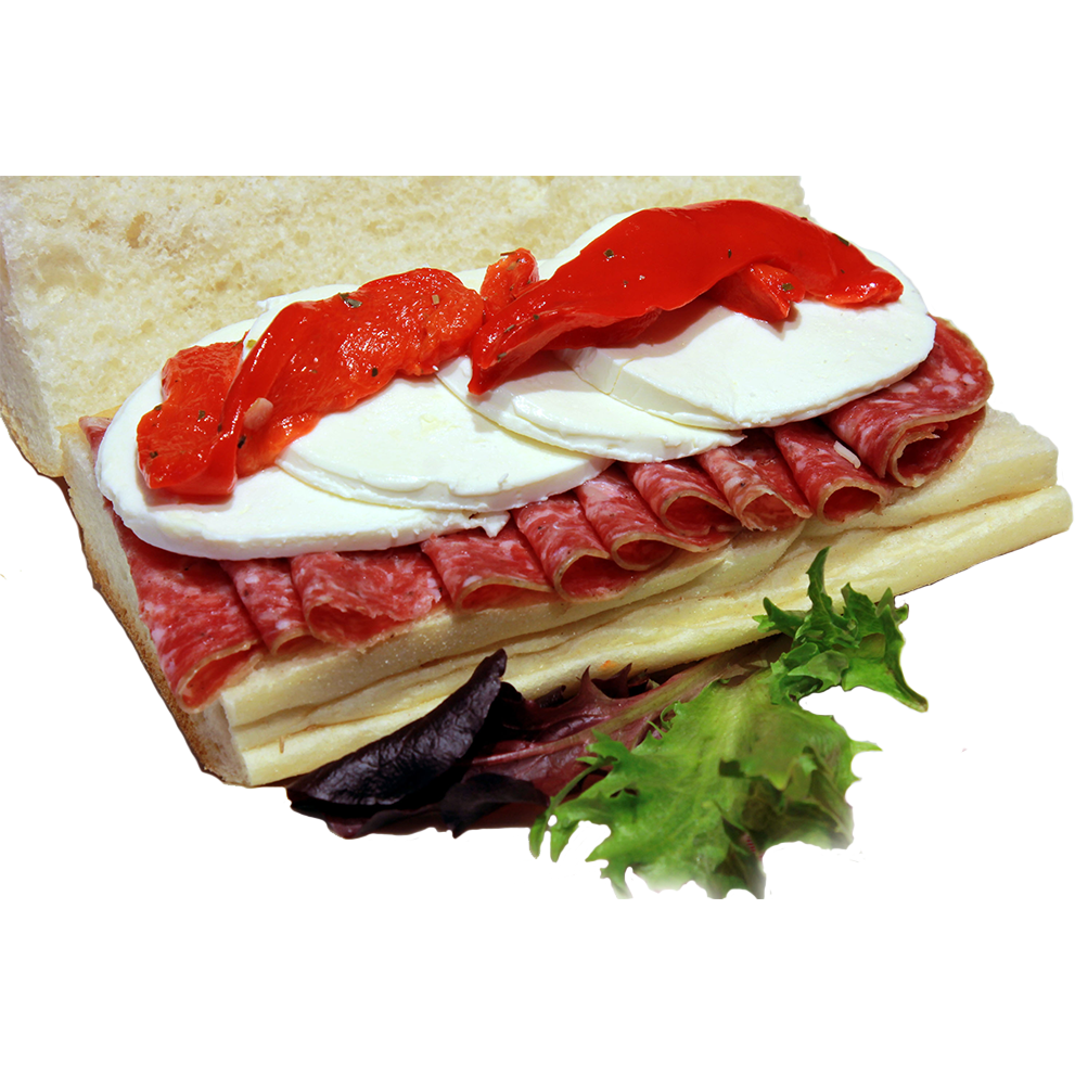 Beef salami and Cheese Sandwich.