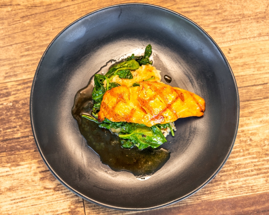 Bourbon Glazed Salmon.