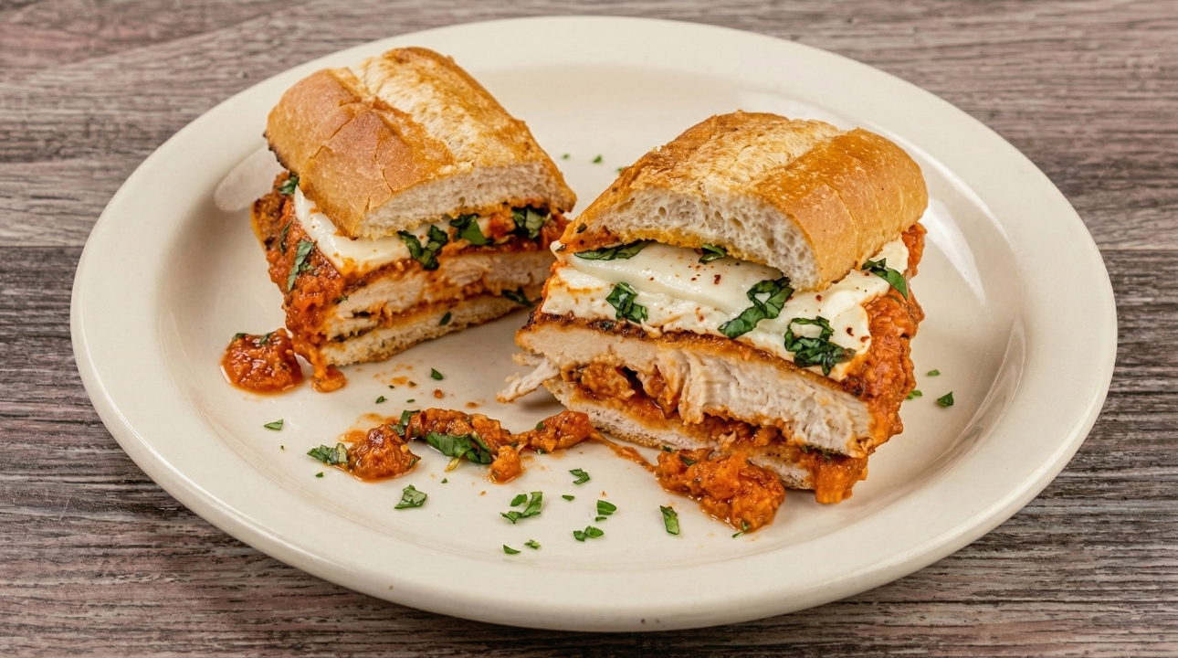 Chicken Vodka Parmigiana Sandwich.