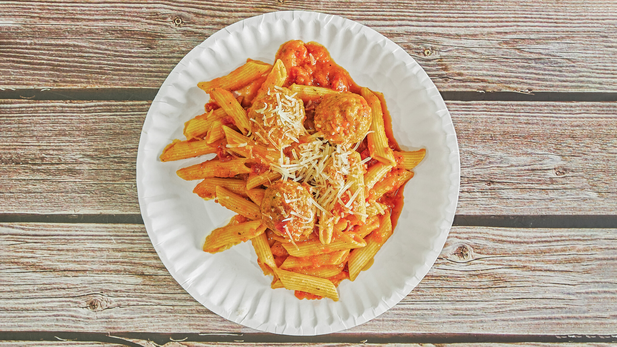 Meatballs Parm pasta.