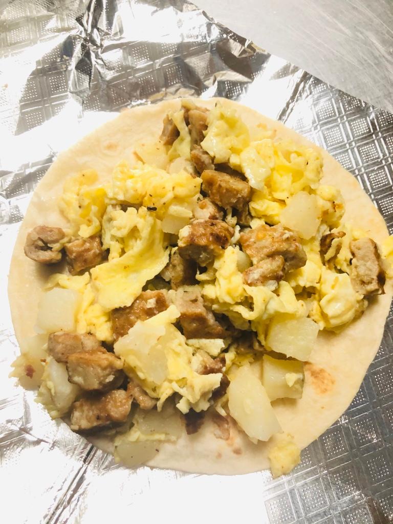 Sausage, Egg & Potato.