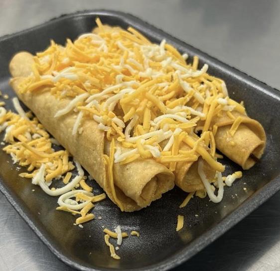 3 Rolled Tacos with Cheese.