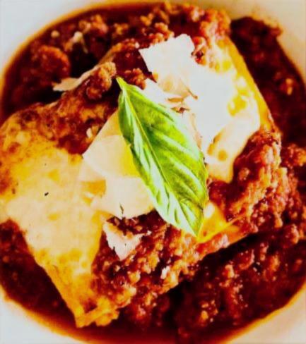 Pasta of WK white lasagna w spinach and portobello.