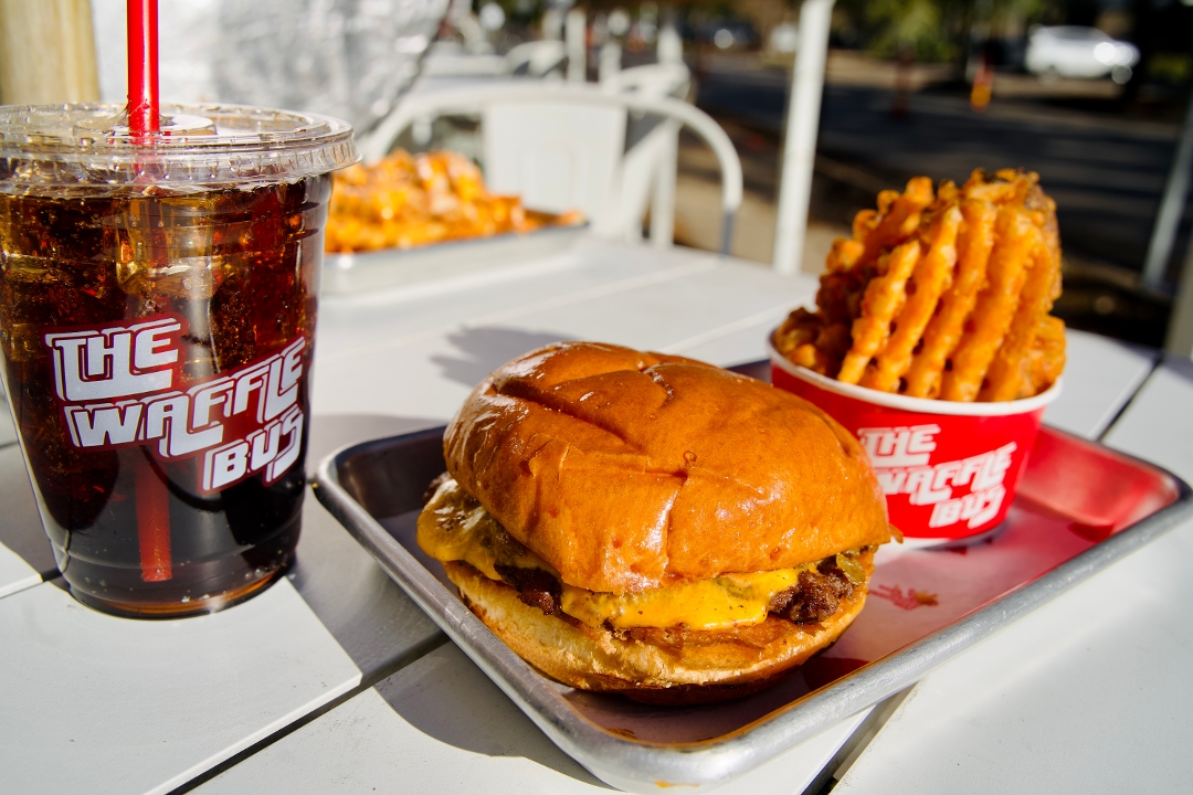 Smashburger, Fries, Drink.