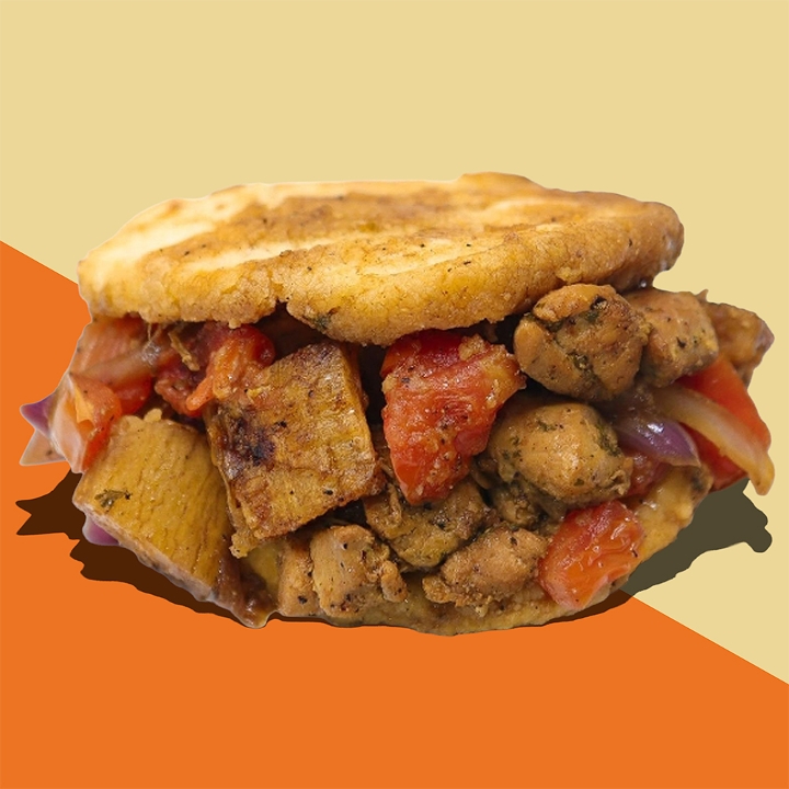 Chicken Lomo Arepa.