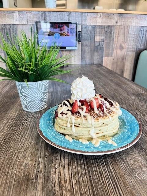 Strawberry Cheesecake Pancakes.