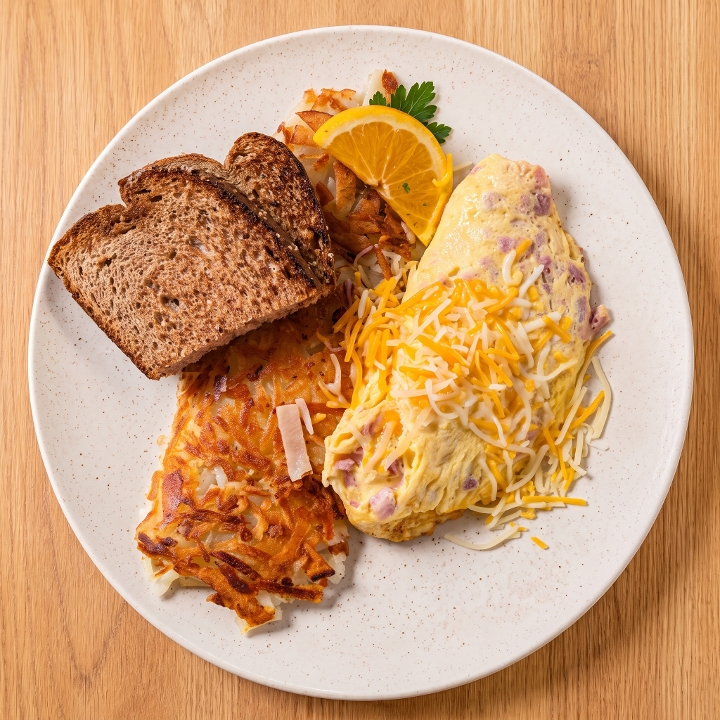 Ham and Cheddar Omelette.