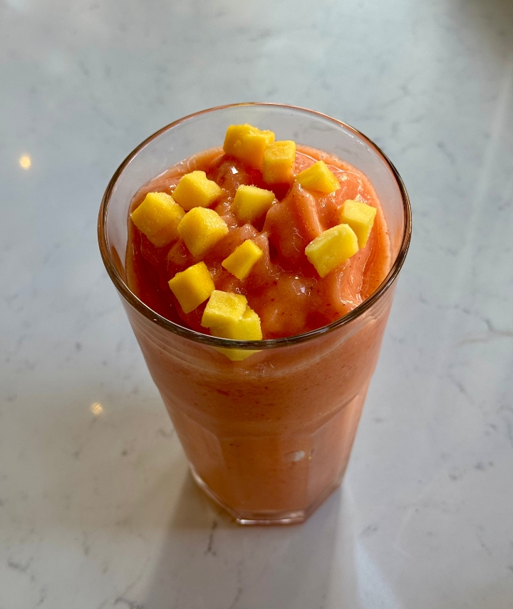 Mango, Strawberry, Banana Smoothie.