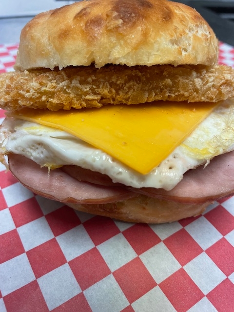 6. Canadian Bacon Hash Brown Egg and Cheese.