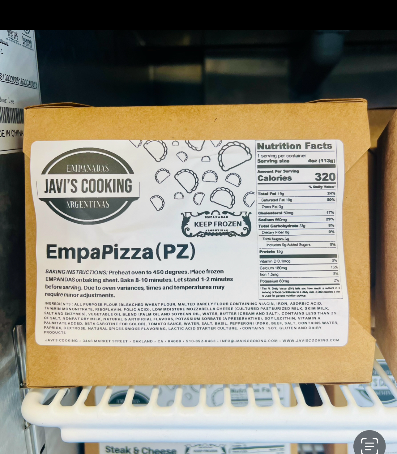 EMPAPIZZA-PZ (4pack) frozen empanadas.