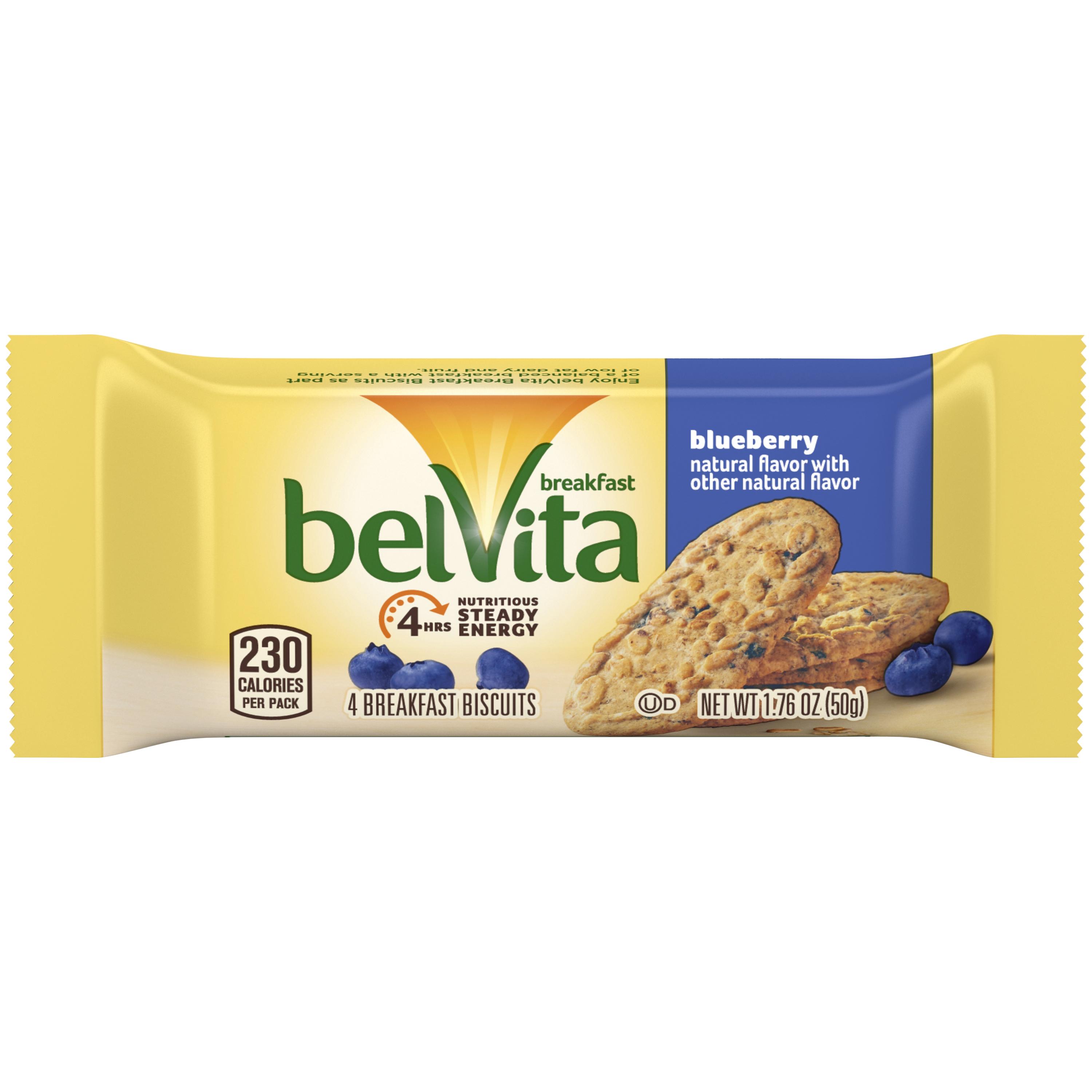BelVita Breakfast Biscuits - Individually Wrapped, Hydrogenated Oil-free, Sweetener-free - Blueberry - 1.76 Oz - 8 / Box.