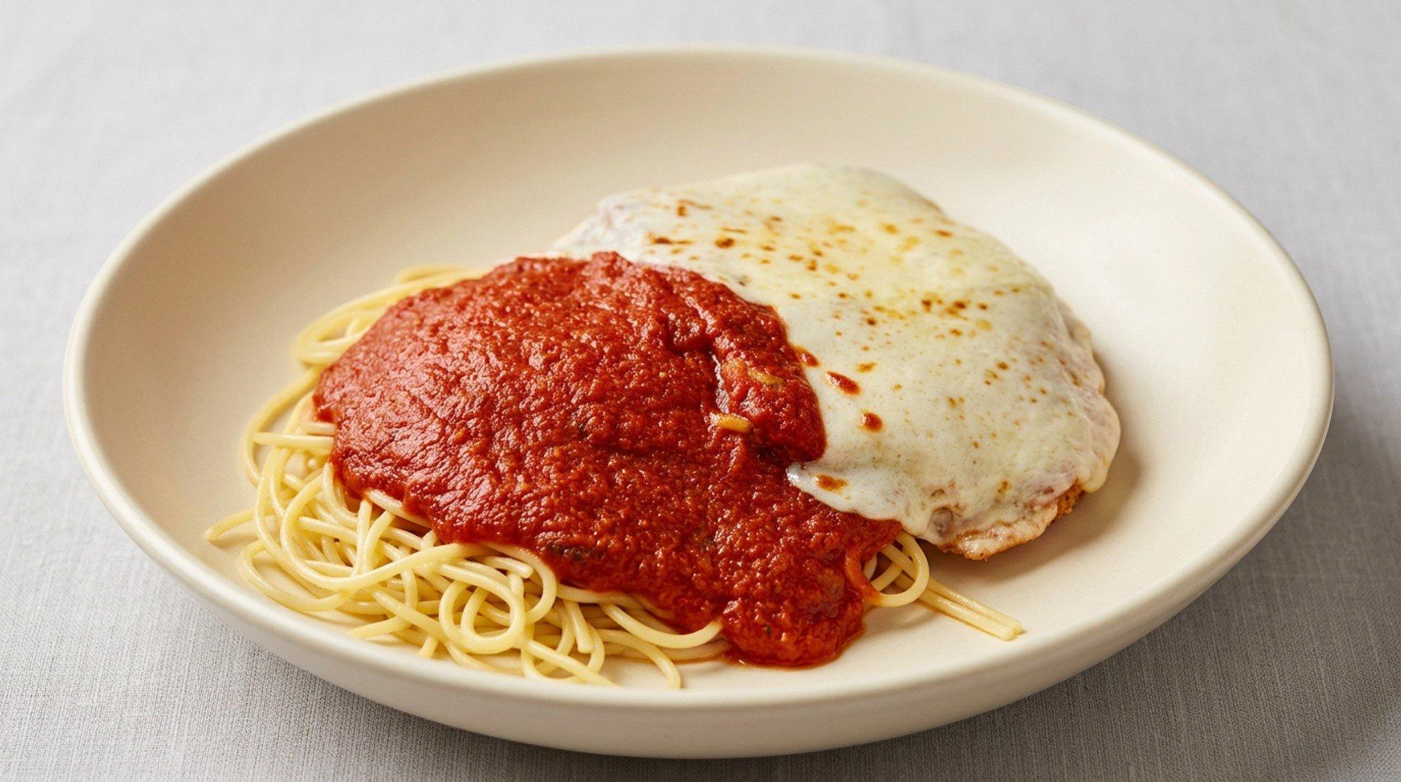 Chicken Parmigiana with Spaghetti Kids.