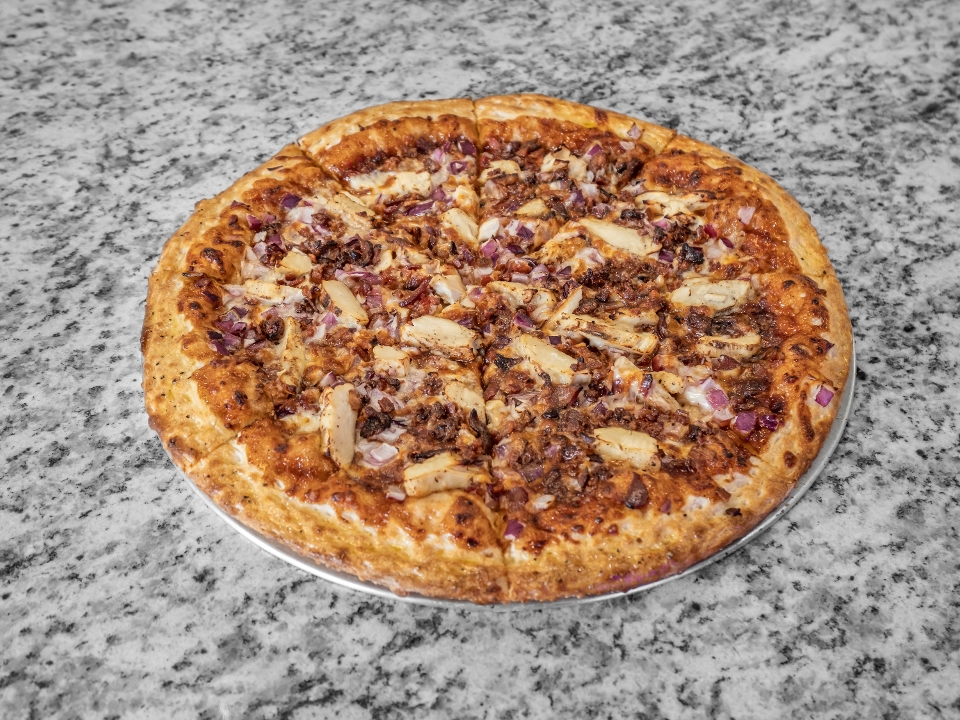 XL BBQ CHICKEN BACON PIZZA.