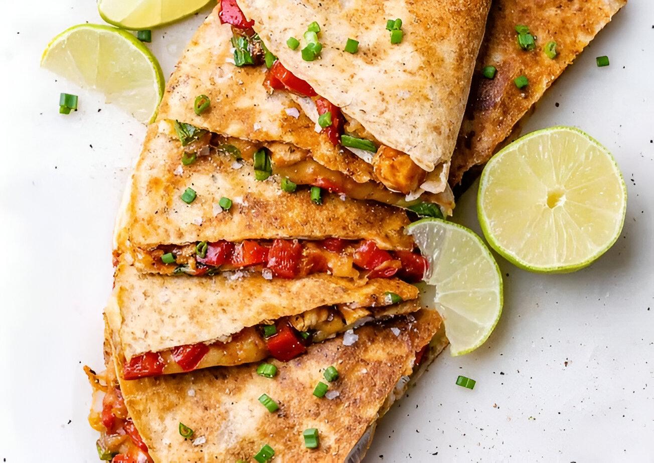 Chicken and spinach Quesadillas.