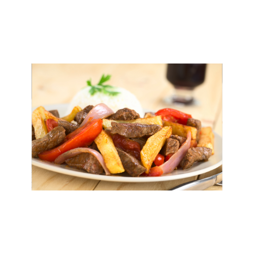 LOMO SALTEADO( STEAK) + A Salad & 12oz Drink.