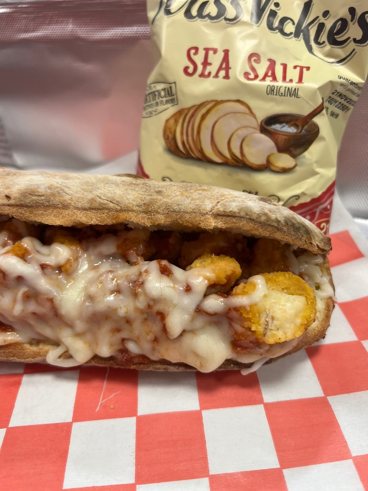 The Vegan Chicken Marinara Sandwich.