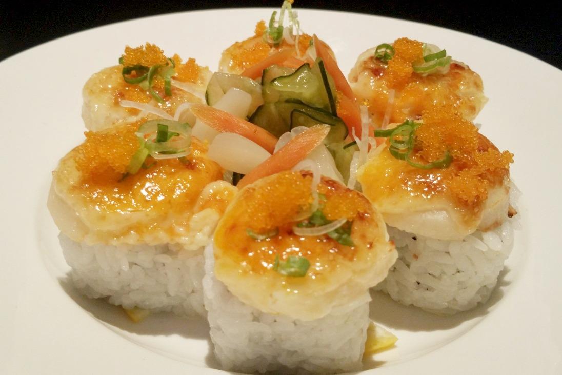 B.S.C: Baked Scallop on CA roll.