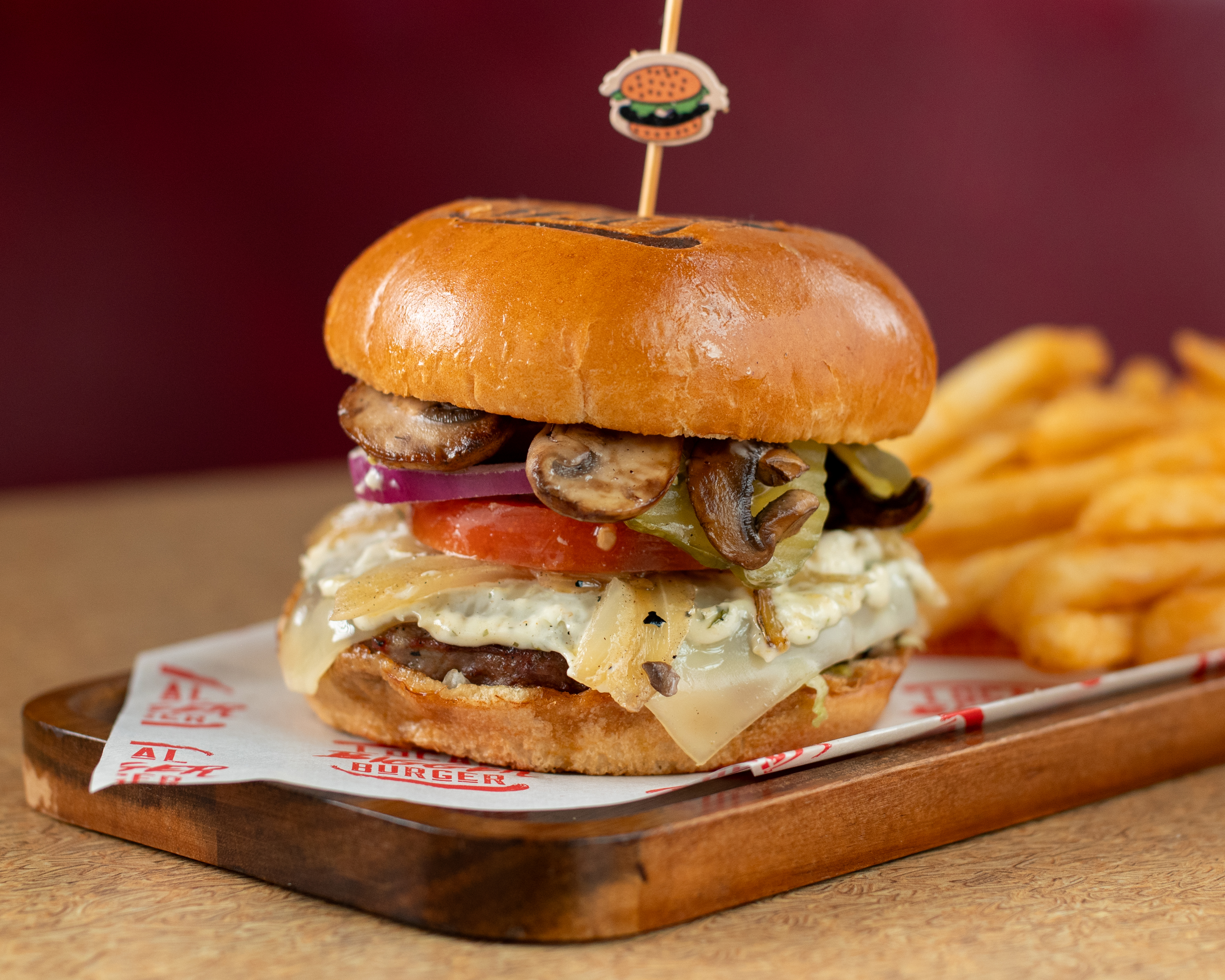 Single Shrooms n' Onions Burger.