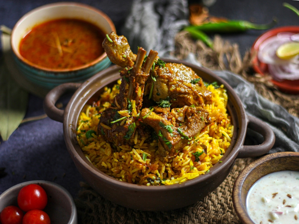 Goat Dum Biryani.