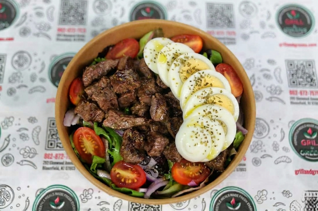 Grilled Steak w/ Rice or House Salad.