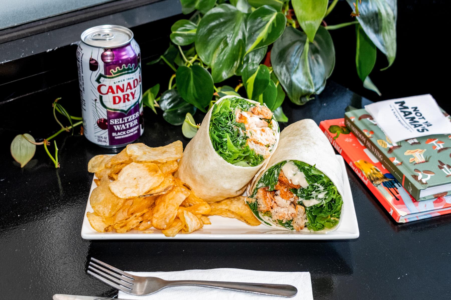 Buffalo Chick'n Caesar Wrap.