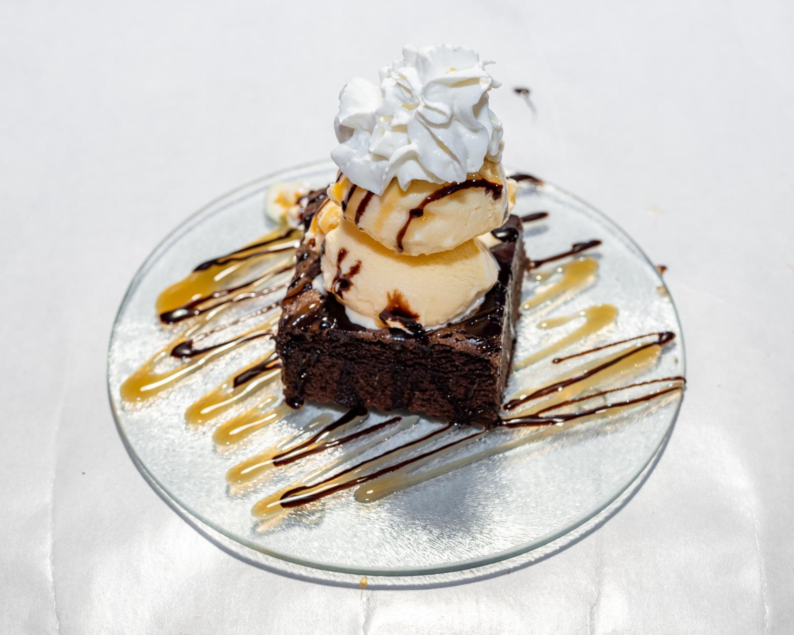 Chocolate Brownie with Ice Cream.