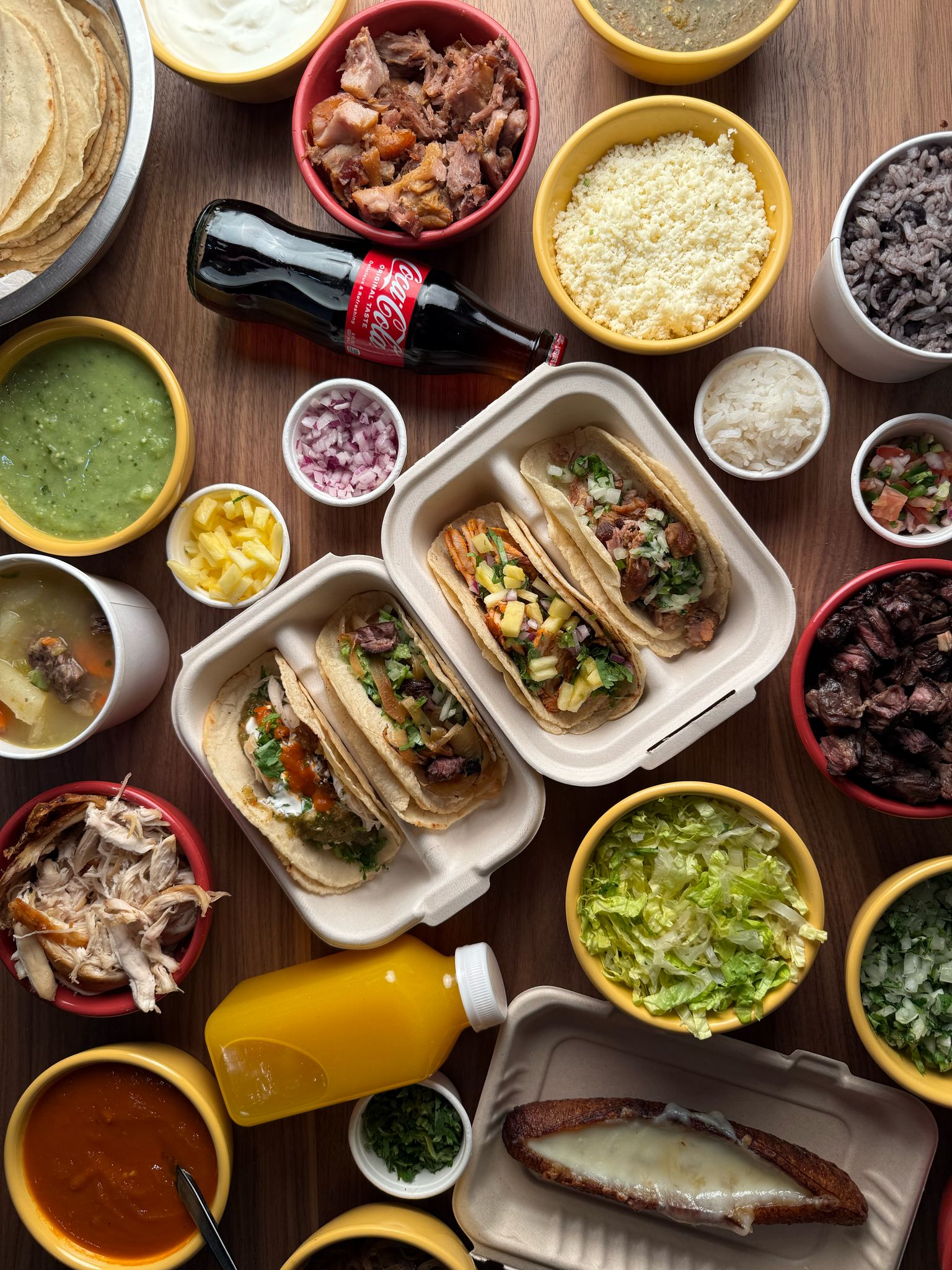 #5- 1 Taco & 1 arepa + soup, side, or drink.