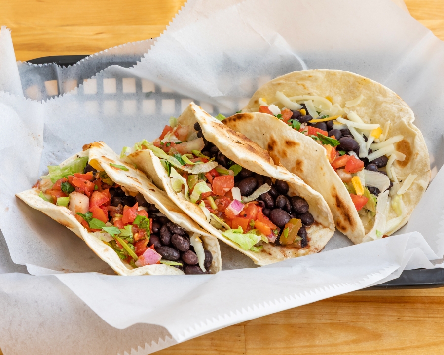 Creole Style Black Bean Tacos.