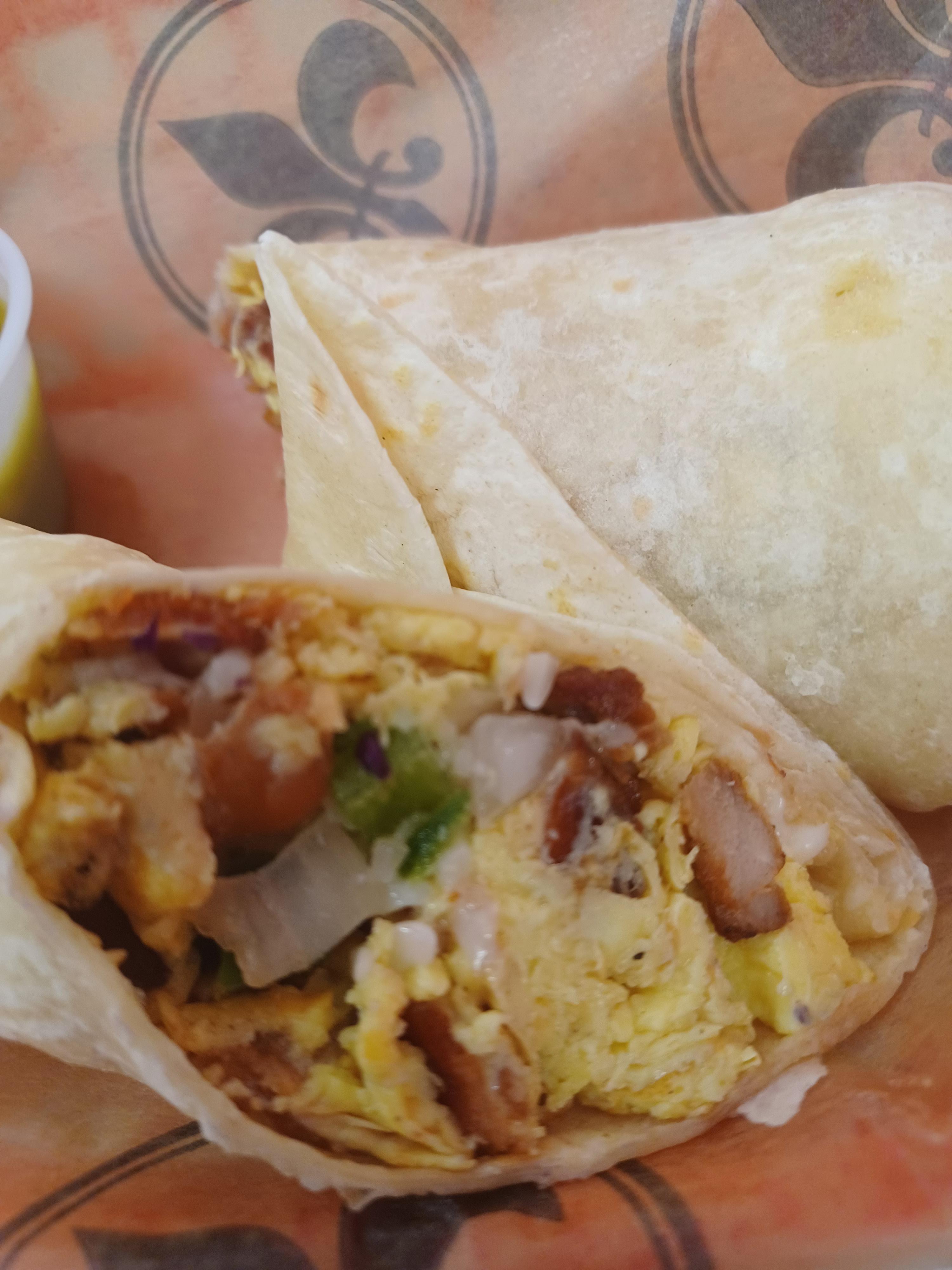 Egg & Cheese Burrito with Bacon.