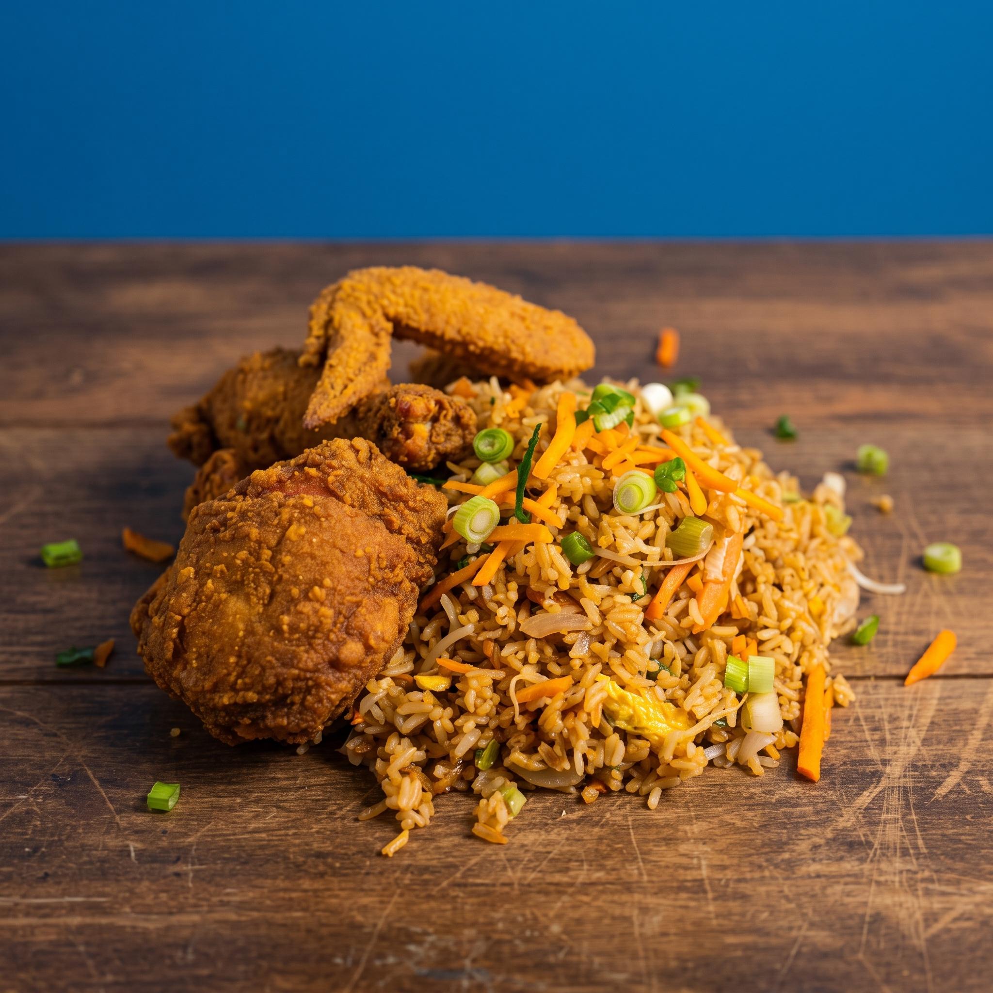 Small Vegetable Fried Rice w/ 2pcs Fried Chicken.