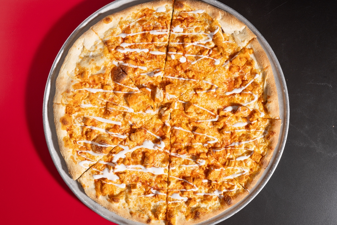 BUFFALO CHICKEN PIZZA.