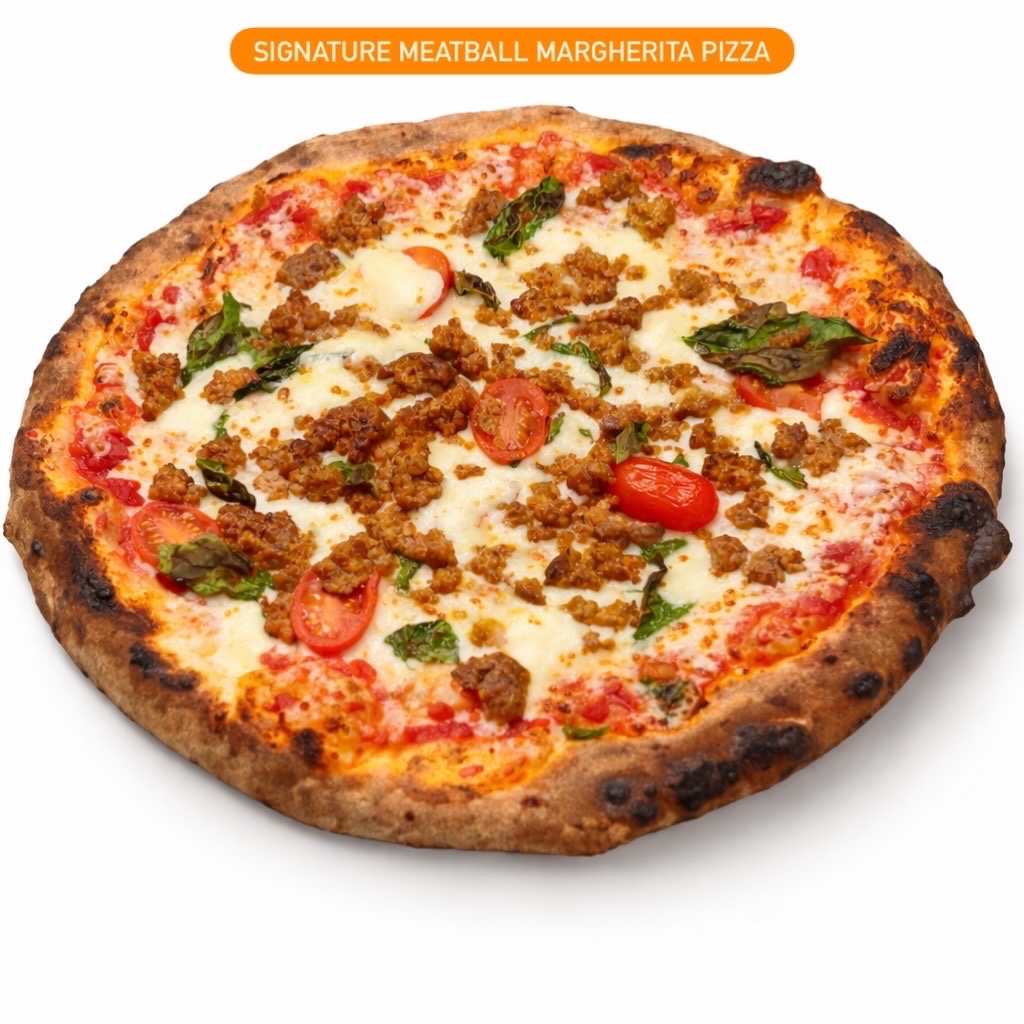 Signature Meatball Margherita Pizza.