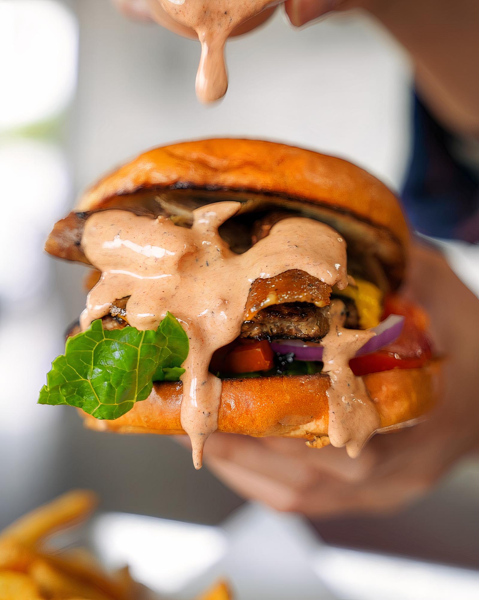 DOUBLE KOOBIDEH BURGER + SIDE OPTION.